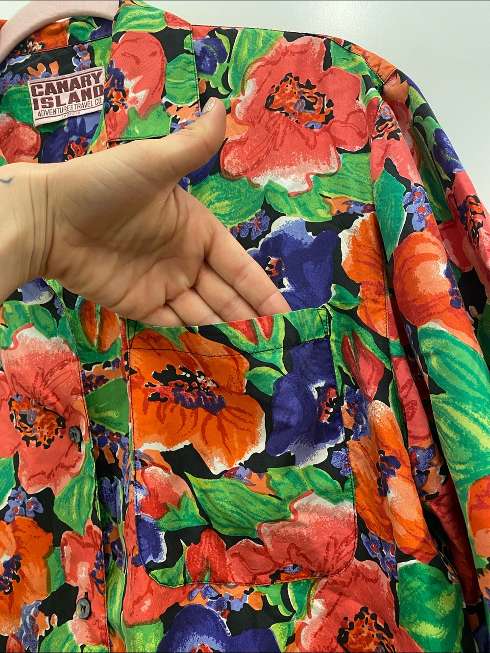 Canary Island 100% Silk Button Down Shirt | Multicolour Floral | Quiet Luxury - Picture 6 of 9